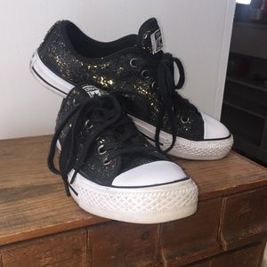 Converse Women's: Black/Gold Sequin Shoes Size 8